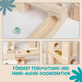 60-tlg. Holz-Kugelbahn Murmelbahn Kugelbahn-Bausatz Murmel-Stufenbahn
