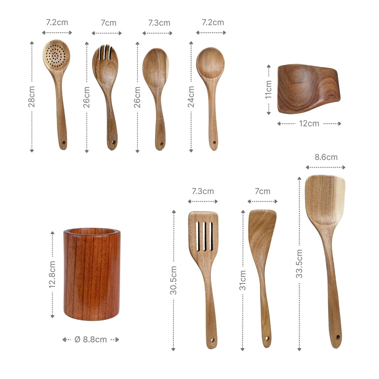 9-tlg. Küchenhelfer-Set aus Holz Küchenutensilien Kochlöffel-Set