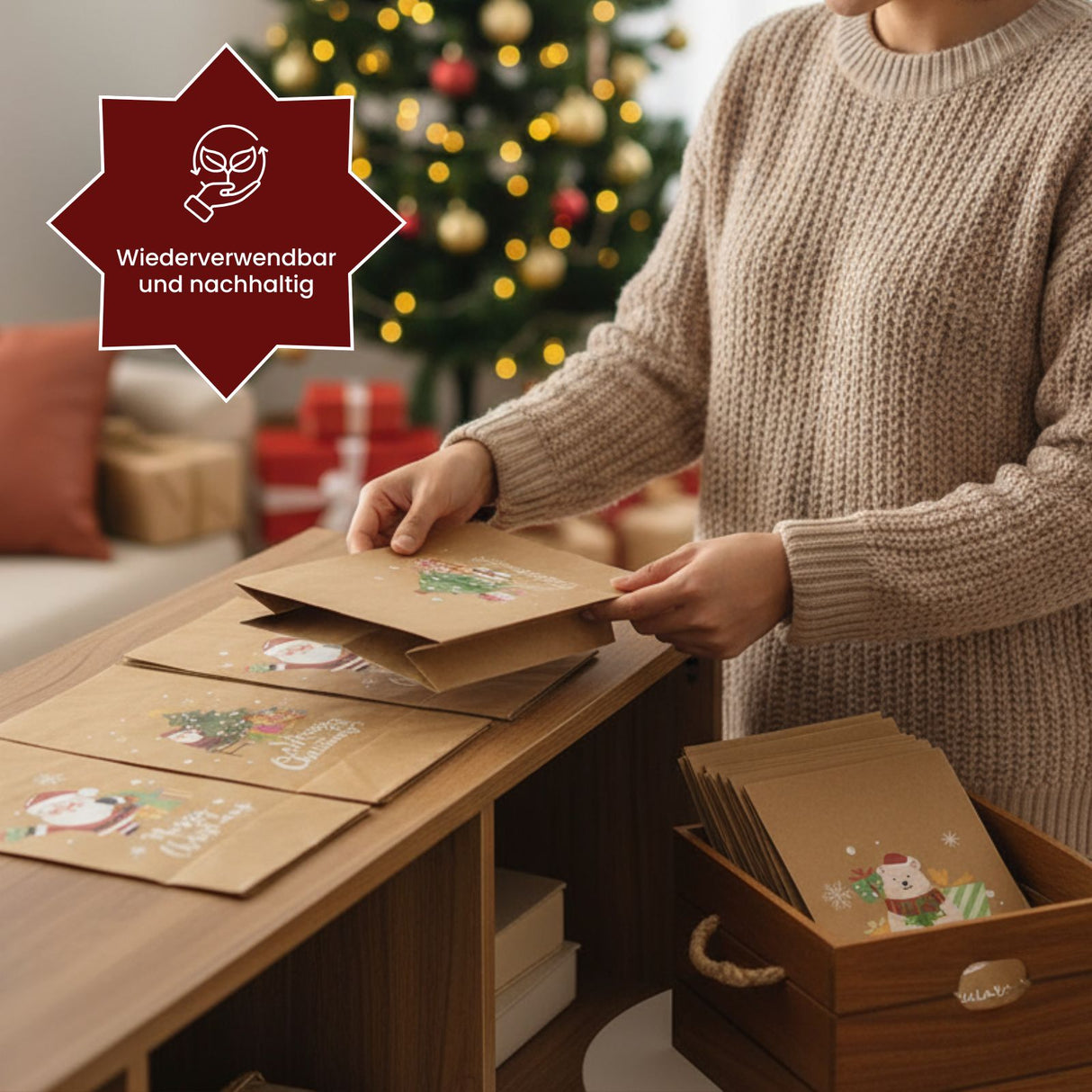 DIY Adventskalender Weihnachts-Tüten Adventskalender-Säckli Tütenset