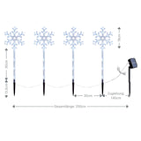 4er-Set LED Solar-Bodenlicht Schneeflocken-Lichterkette Solarleuchte