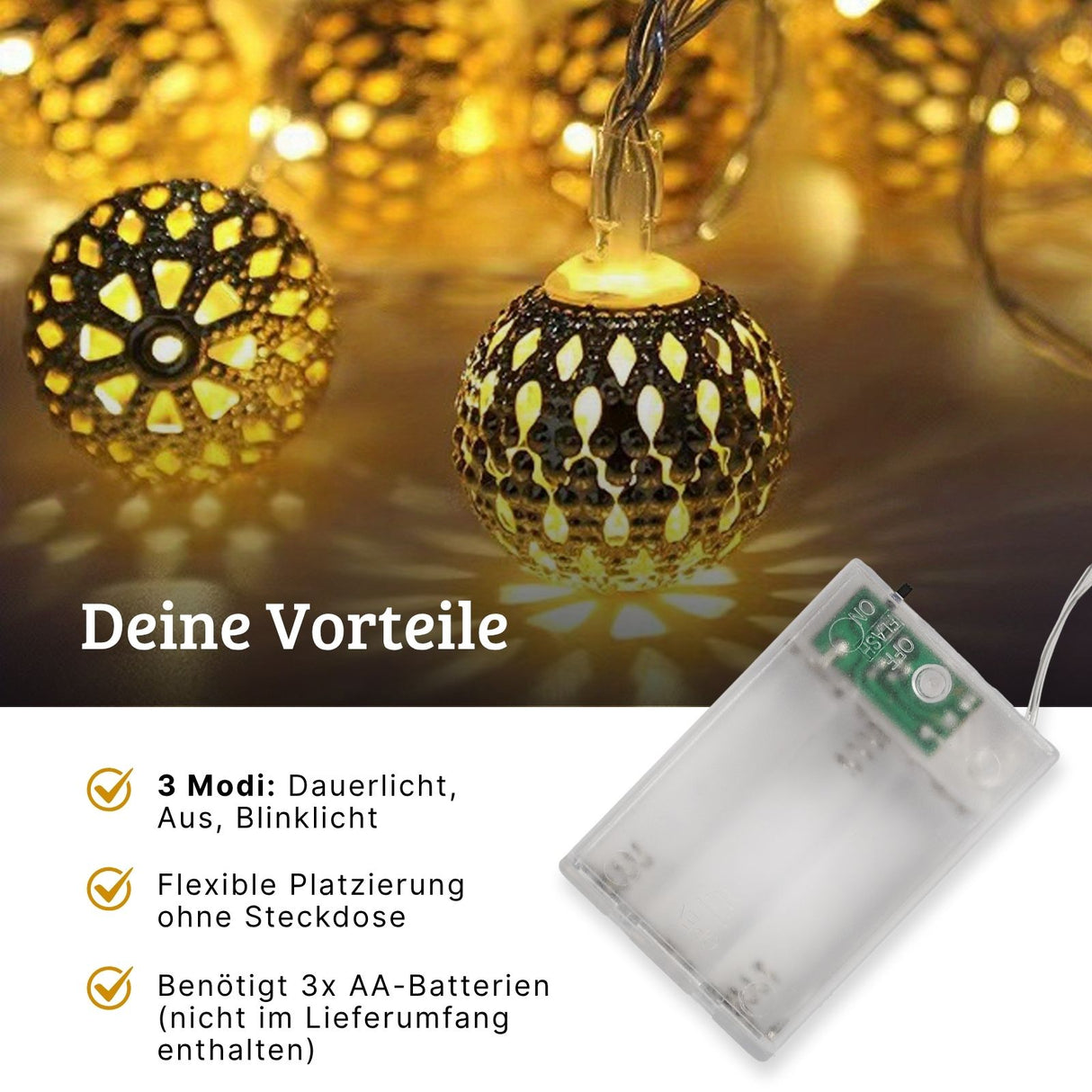 Marokkanische LED Lichterkette 3m Beleuchtung Orientalische Deko