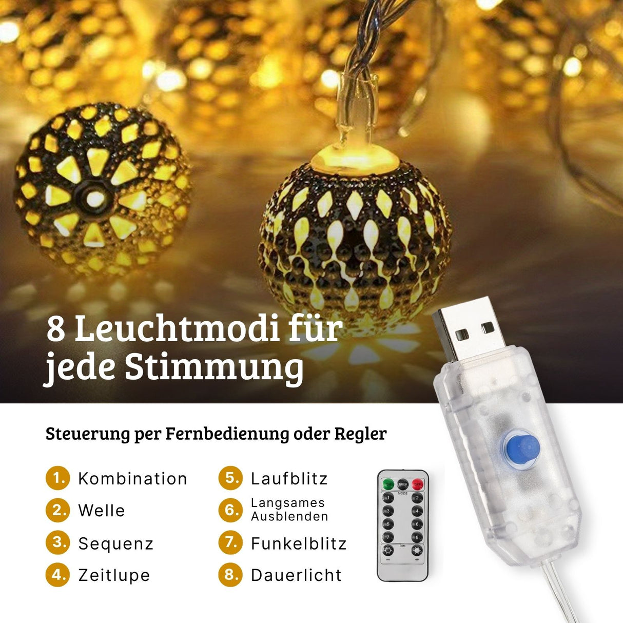 Marokkanische LED Lichterkette 3.5m Beleuchtung Orientalische Deko
