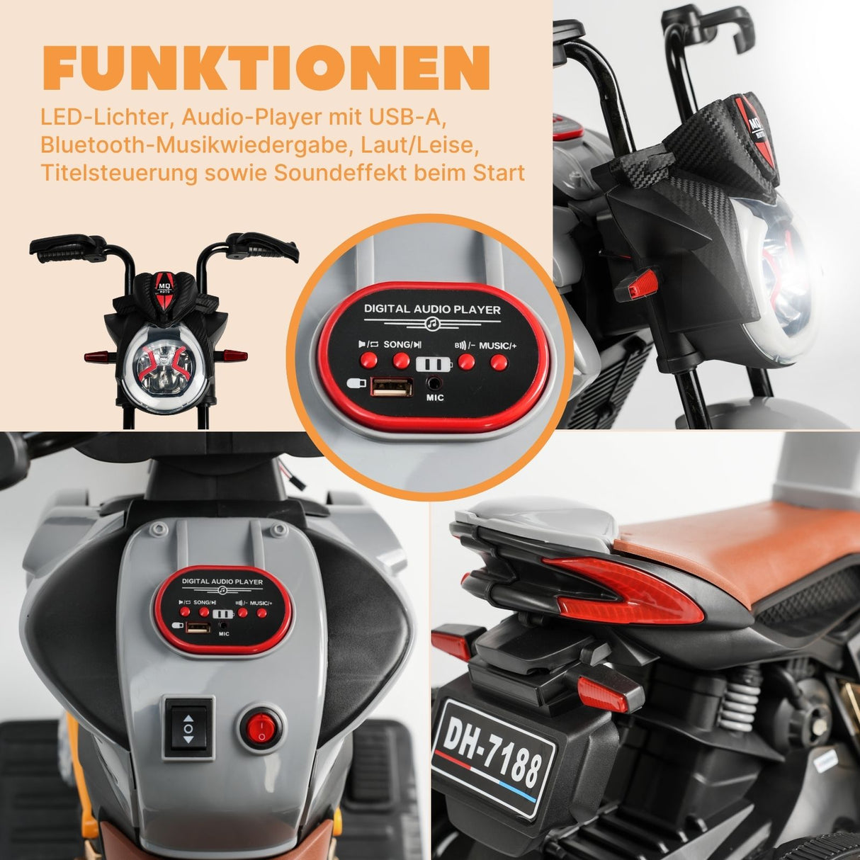 Elektro-Motorrad für Kinder Kinderfahrezug Elektro-Dreirad Spielzeug