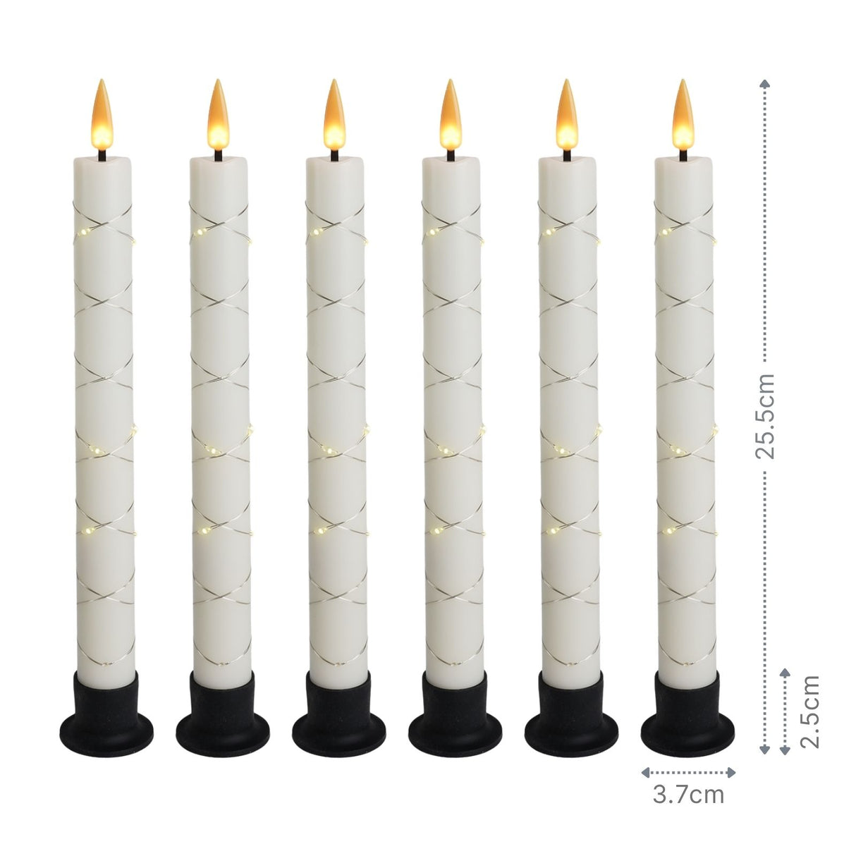 LED Stabkerzen 6er-Set Dinnerkerzen Elektrische Kerzen Tischkerzen