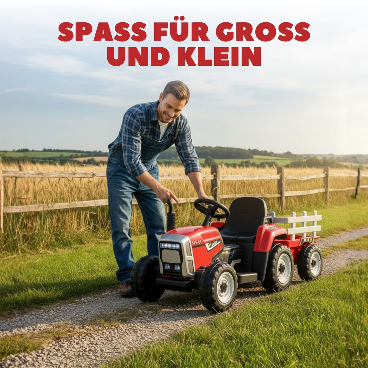 Elektro-Traktor für Kinder Kinderfahrzeug Elektroauto mit Anhänger