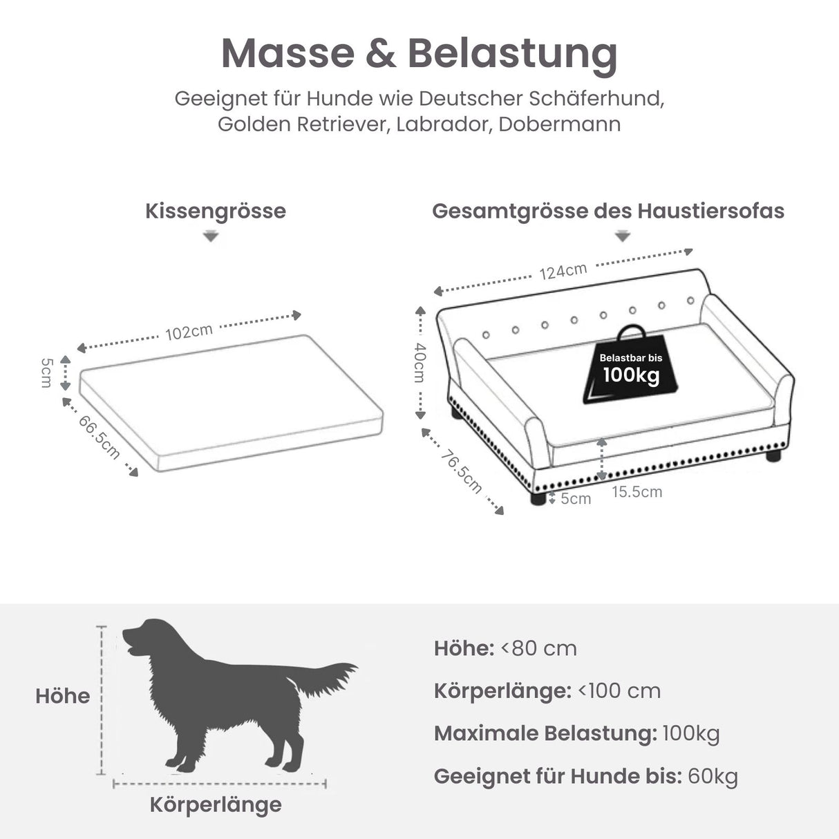 Hundecouch Grösse XL Liegeplatz Hundesofa Hundebett Haustiersofa