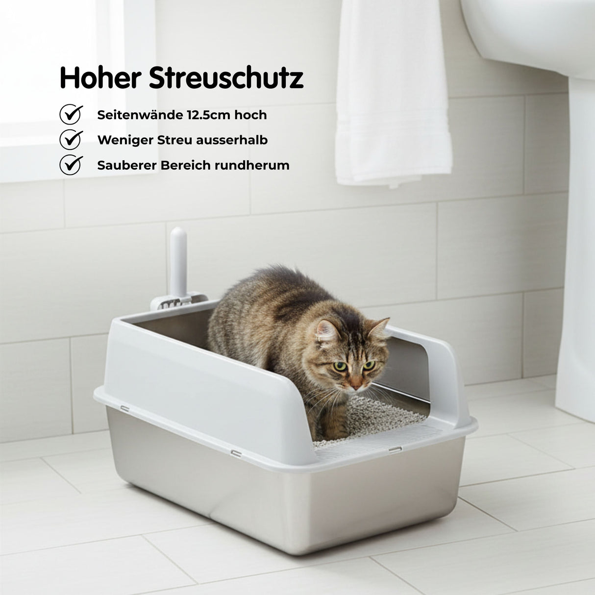 Katzentoilette Edelstahlwanne Katzen-WC Katzenklo Streuschale