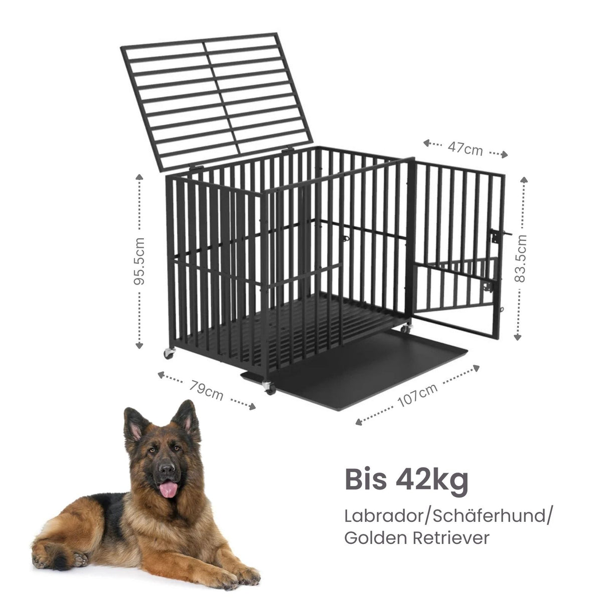 Hundekäfig Grösse XL Metallkäfig Hundebox Haustierkäfig Indoor-Käfig