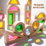 24-tlg. Acryl-Bausteinset Holzbausteine mit Acryl Lichtbausteine