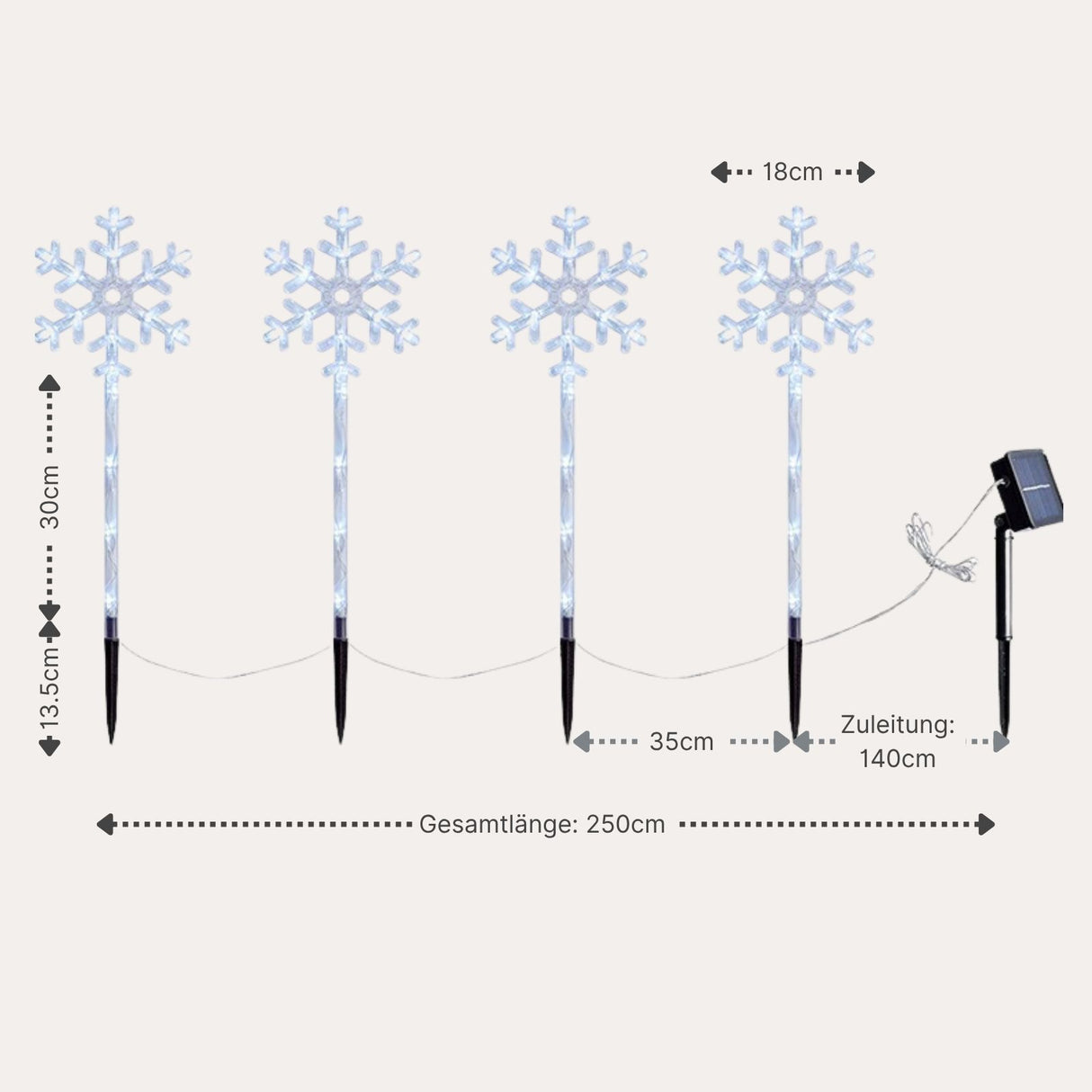 4er-Set LED-Dekoleuchte Gartenbeleuchtung Schneeflocke Solarleuchte