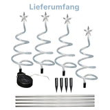 4er-Set LED-Dekoleuchte Solarleuchte Gartenbeleuchtung Spiralbaum