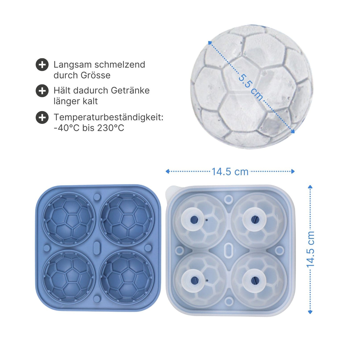 Fussball-Eiswürfelform Eiswürfelbereiter Silikonform Cake-Pop-Form