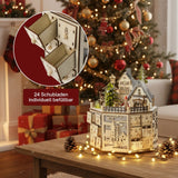 Holz-Adventskalender 24 Schubladen mit LED Weihnachtskalender