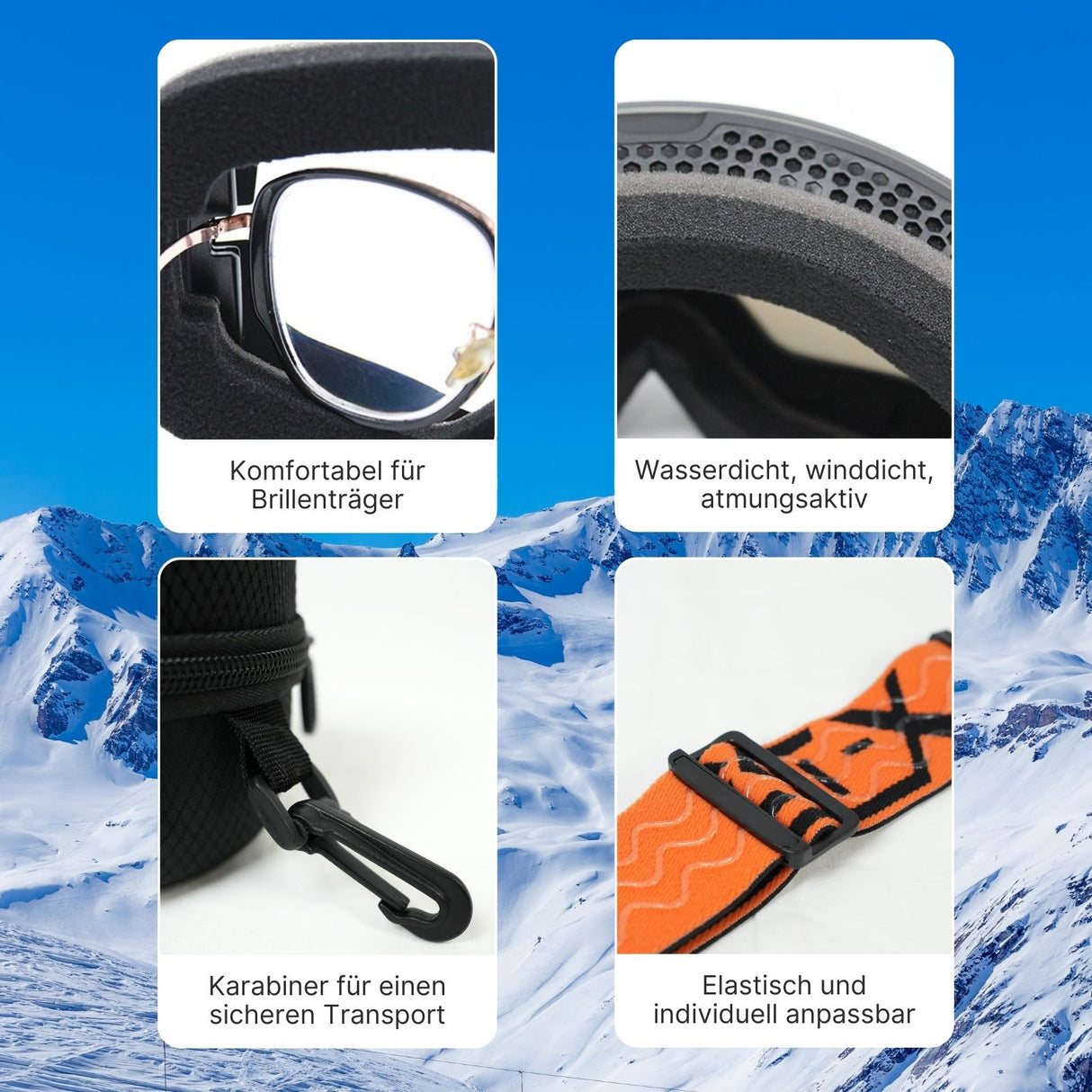 Magnetische Skibrille Snowboardbrille Schutzbrille Wintersportbrille