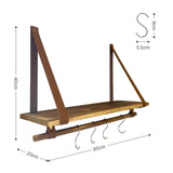 Wandregal 60cm mit Lederbändern und Holzstab Dekoregal Hängeregal