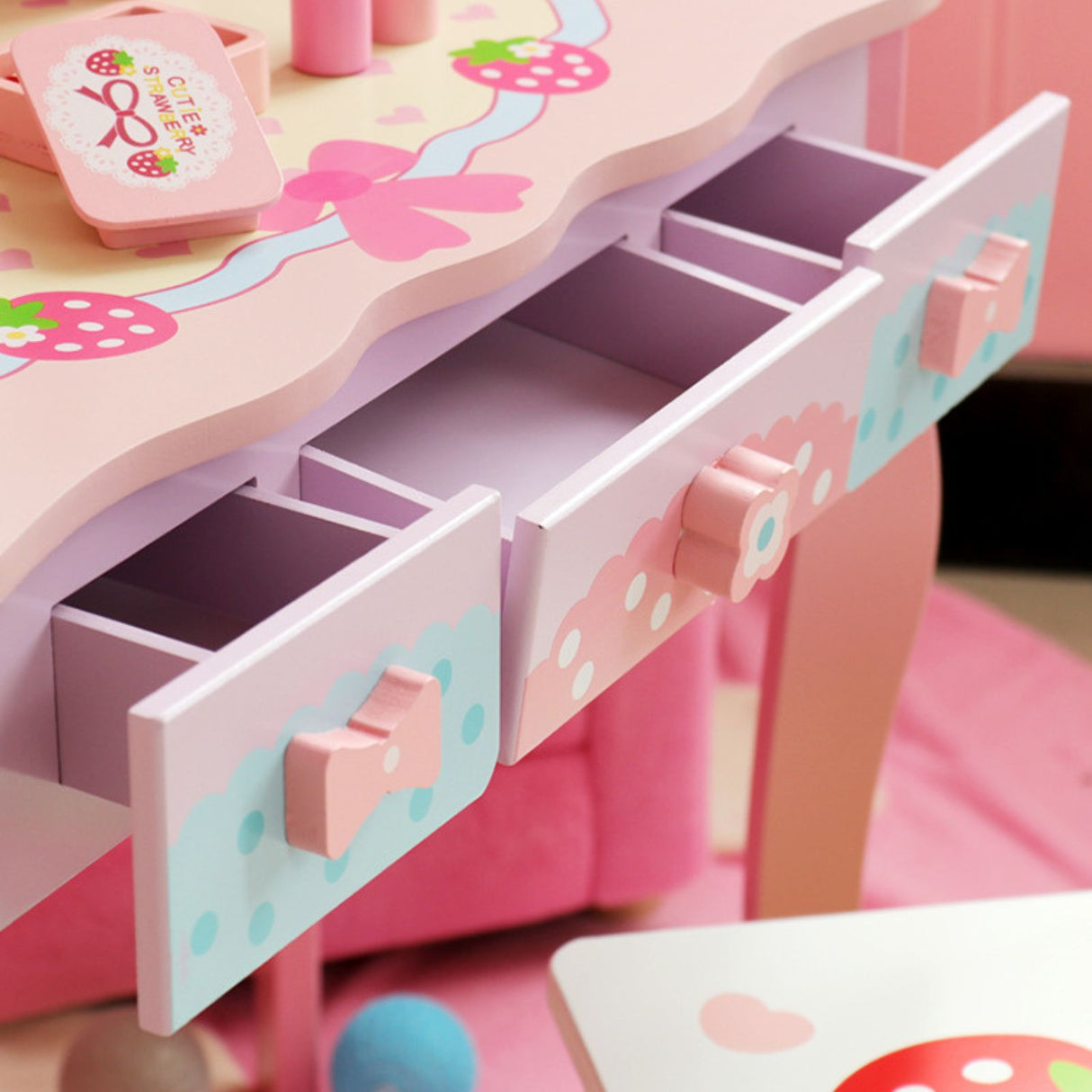 Spiel Schminktisch für Kinder Kosmetik Kommode Schminkspiegel Beauty Tisch