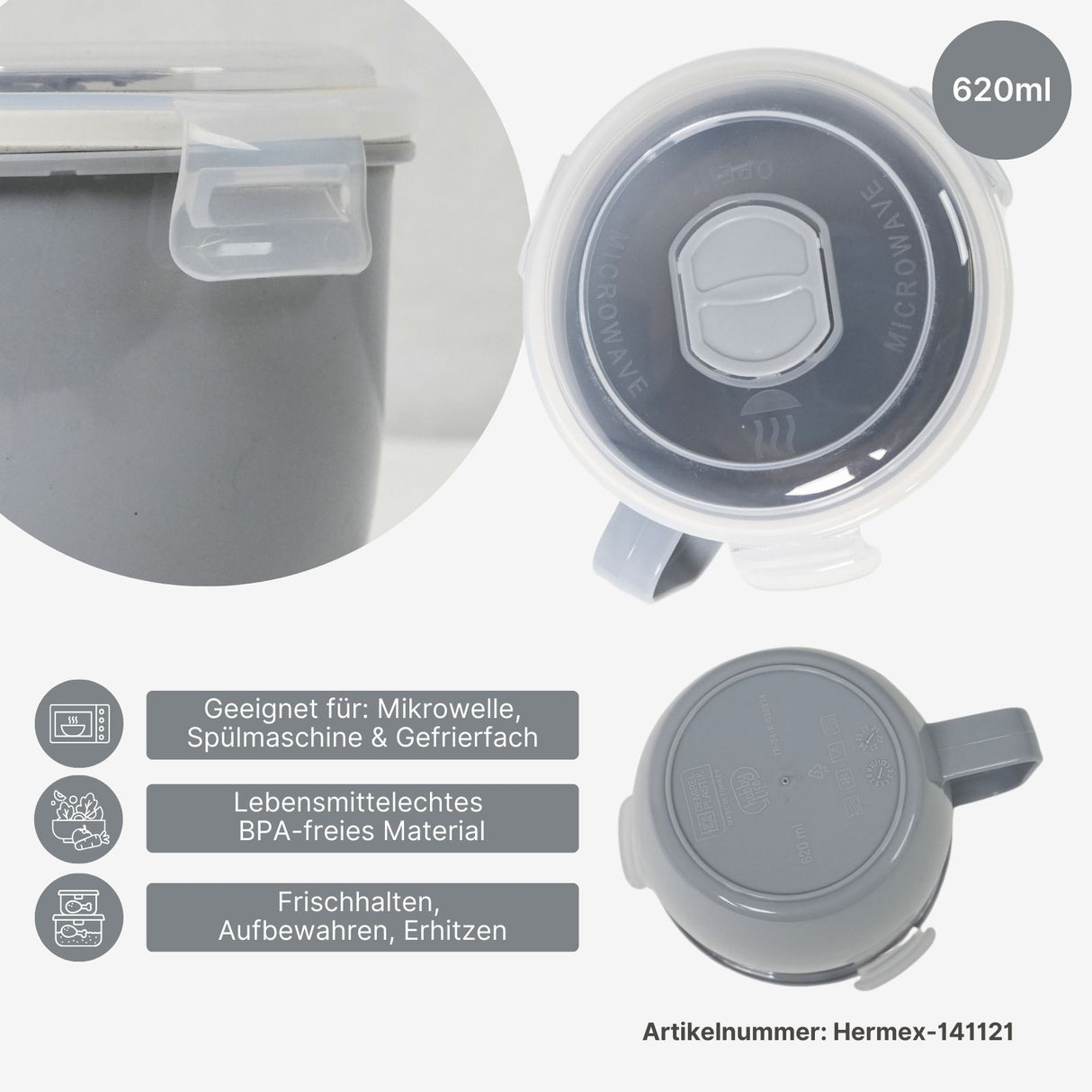 7er-Set Vorratsdosen Mikrowellendosen mit Mikrowellen-Becher Tasse