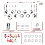 LED Weihnachtslichterkette 3m Lichtvorhang mit Ringen und Schneeflocken
