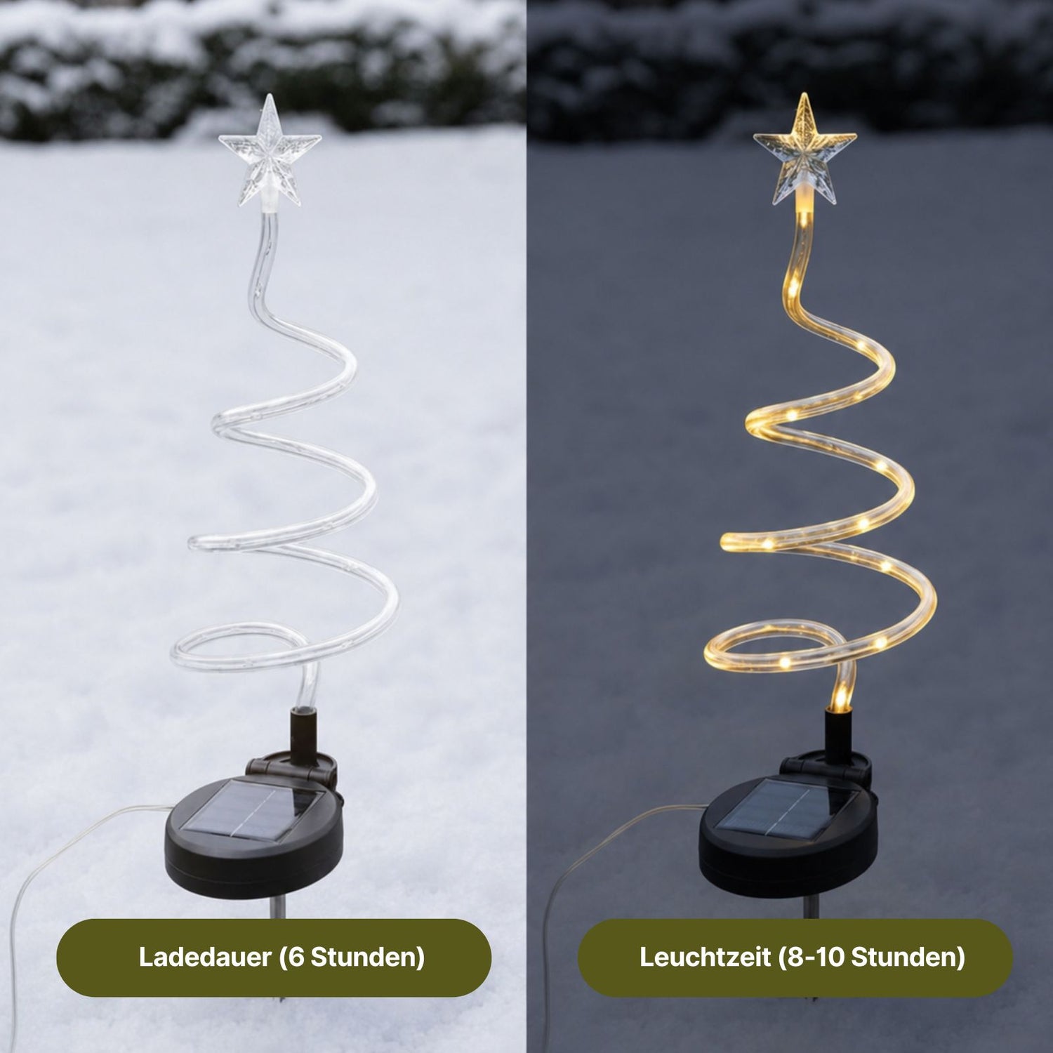 4er-Set LED Solar-Spiralbaum Solarleuchte Lichterkette Weihnachtsdeko