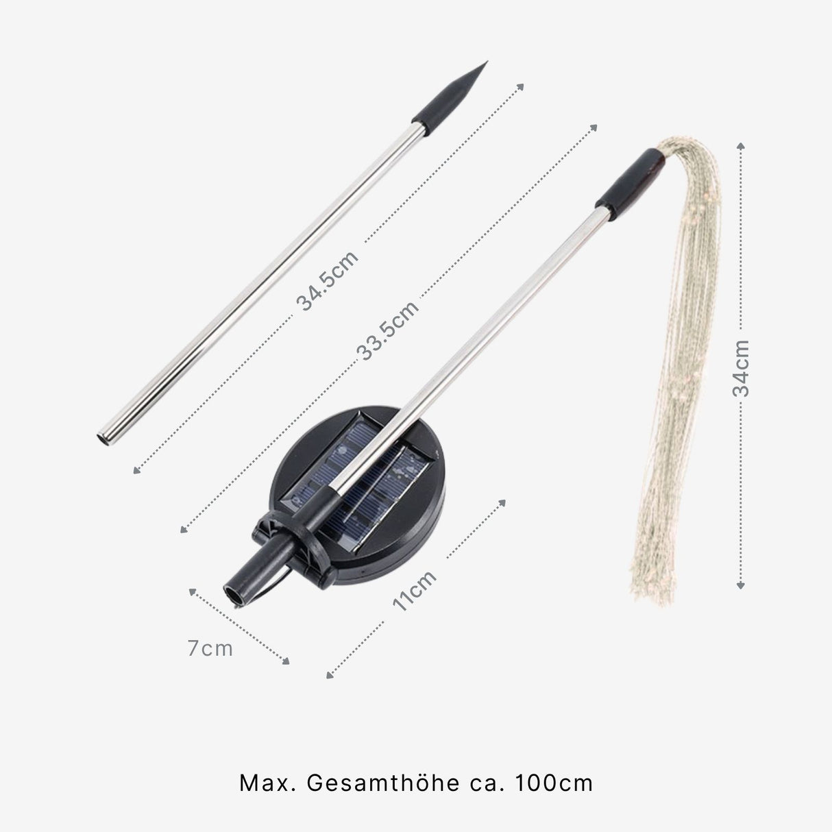 2er-Set LED Solar-Feuerwerkslichter Lichterkette Gartenleuchte Deko