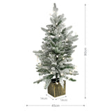 Weihnachtsbaum 90cm mit Schnee und LED Kunsttanne Tisch-Christbaum