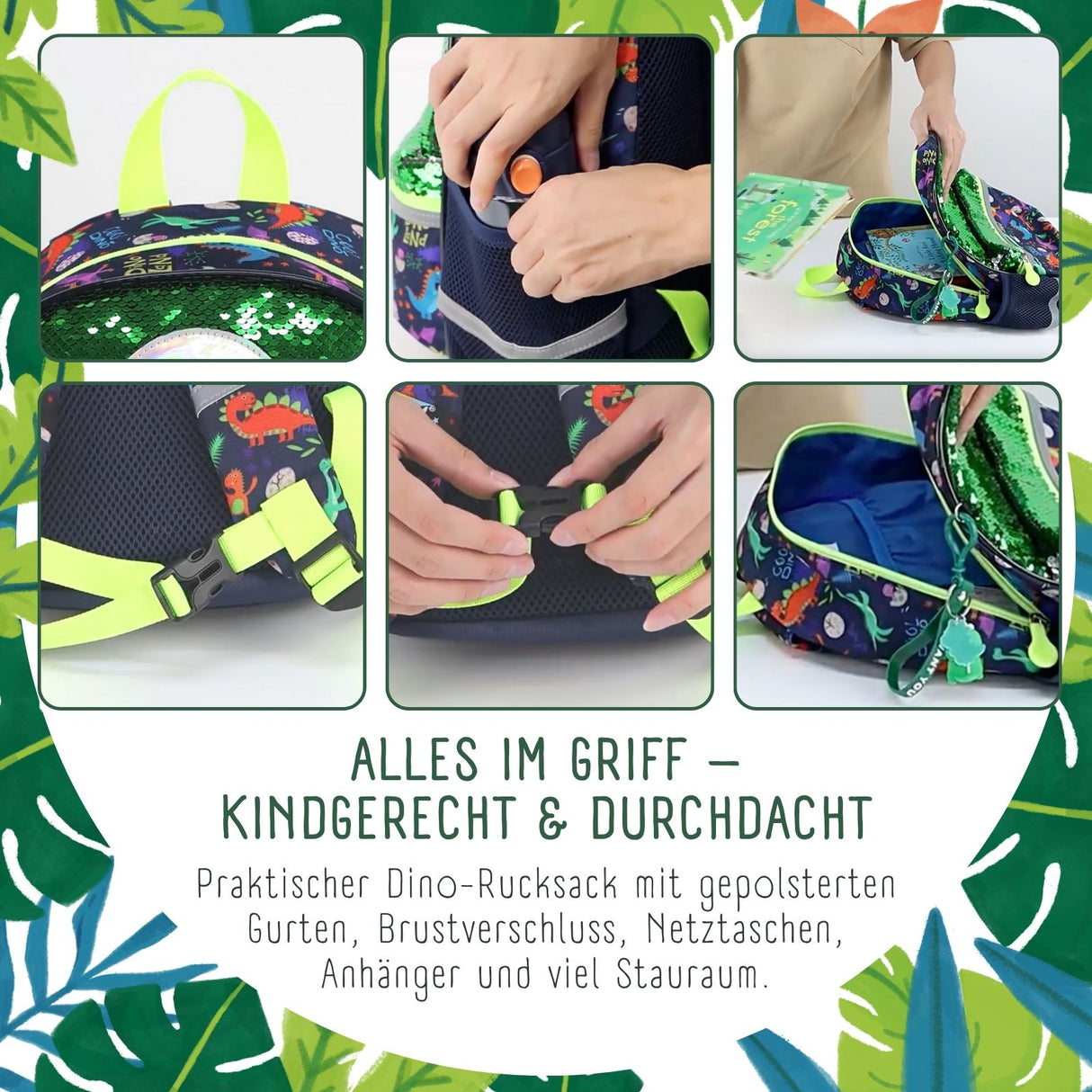 Dinosaurier-Rucksack Kinderrucksack Kindergartenrucksack Dino-Rucksack