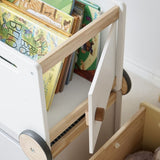 Spielzeugkiste auf Rollen Spielzeugwagen Bücherkiste Holz-Rollbox