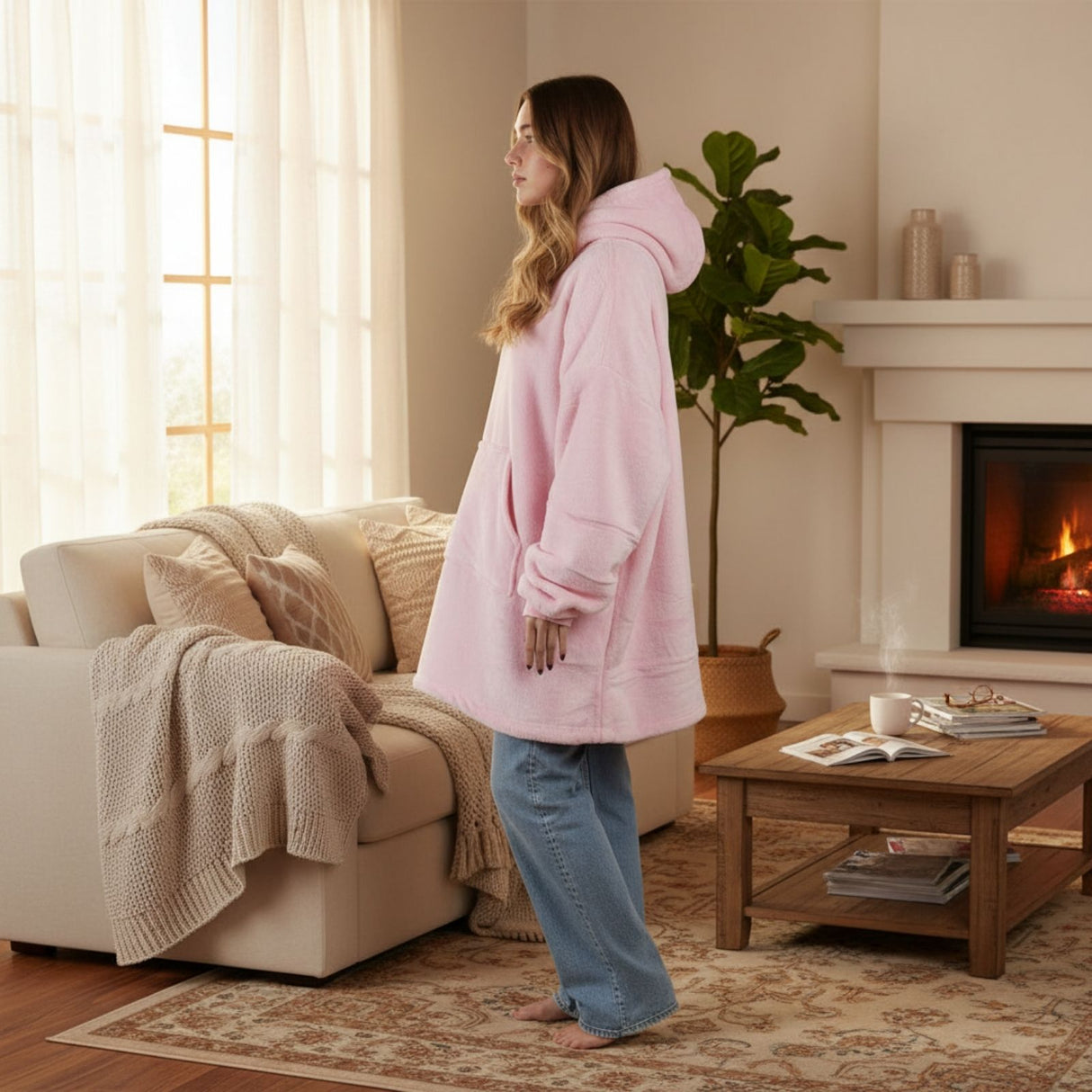 Oversize Hoodie Kuschelhoodie Hoodie-Decke Kuscheldecke mit Ärmeln
