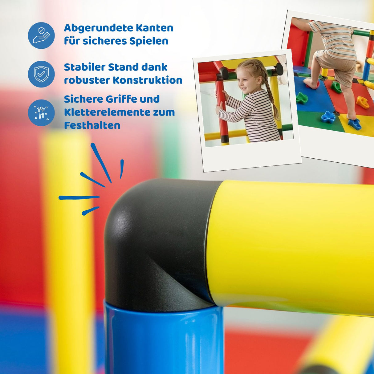 Klettergerüst für Kinder mit Rutsche und Hängebrücke Spielturm