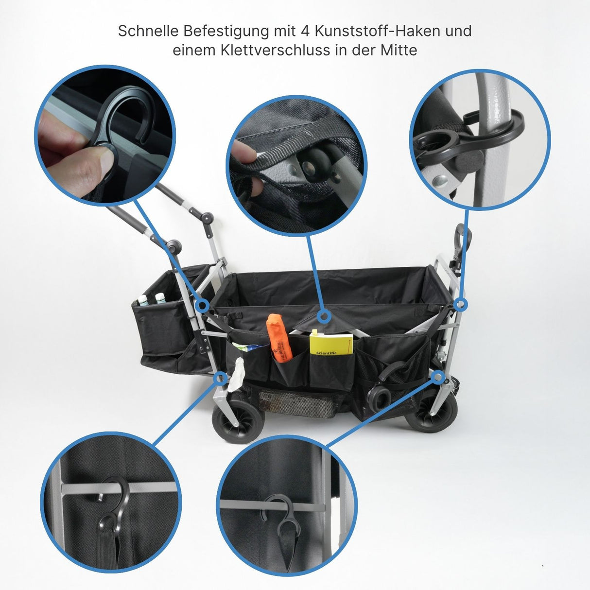 Bollerwagen mit Netztasche und Aufbewahrungstasche