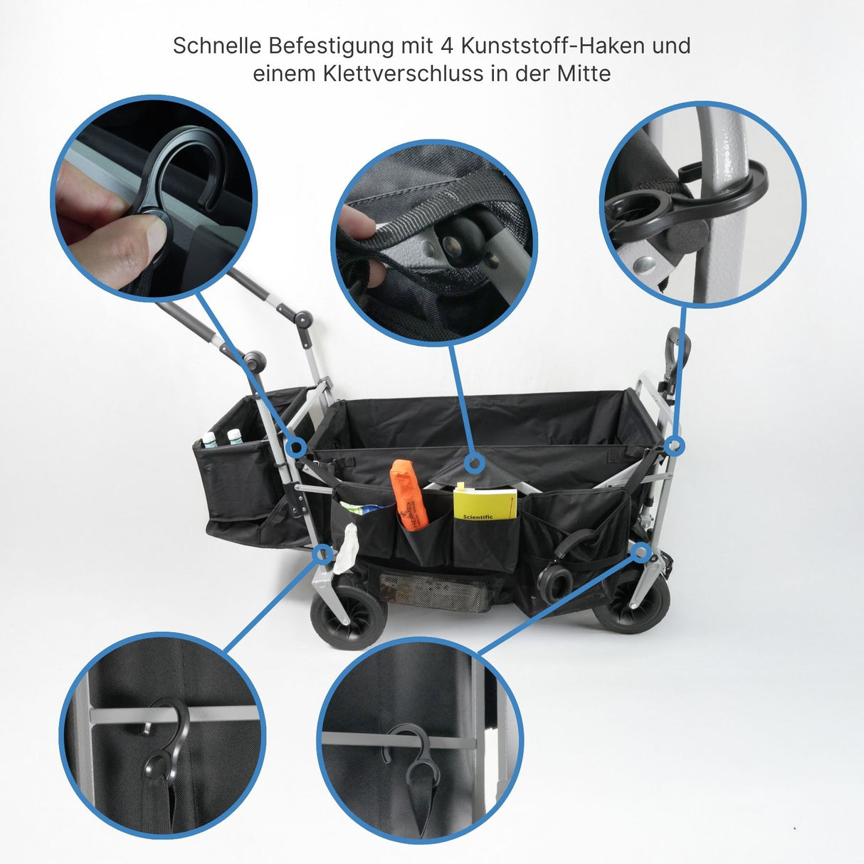Zusatztaschen-Set Bollerwagen 126073 Netztasche Aufbewahrungstasche