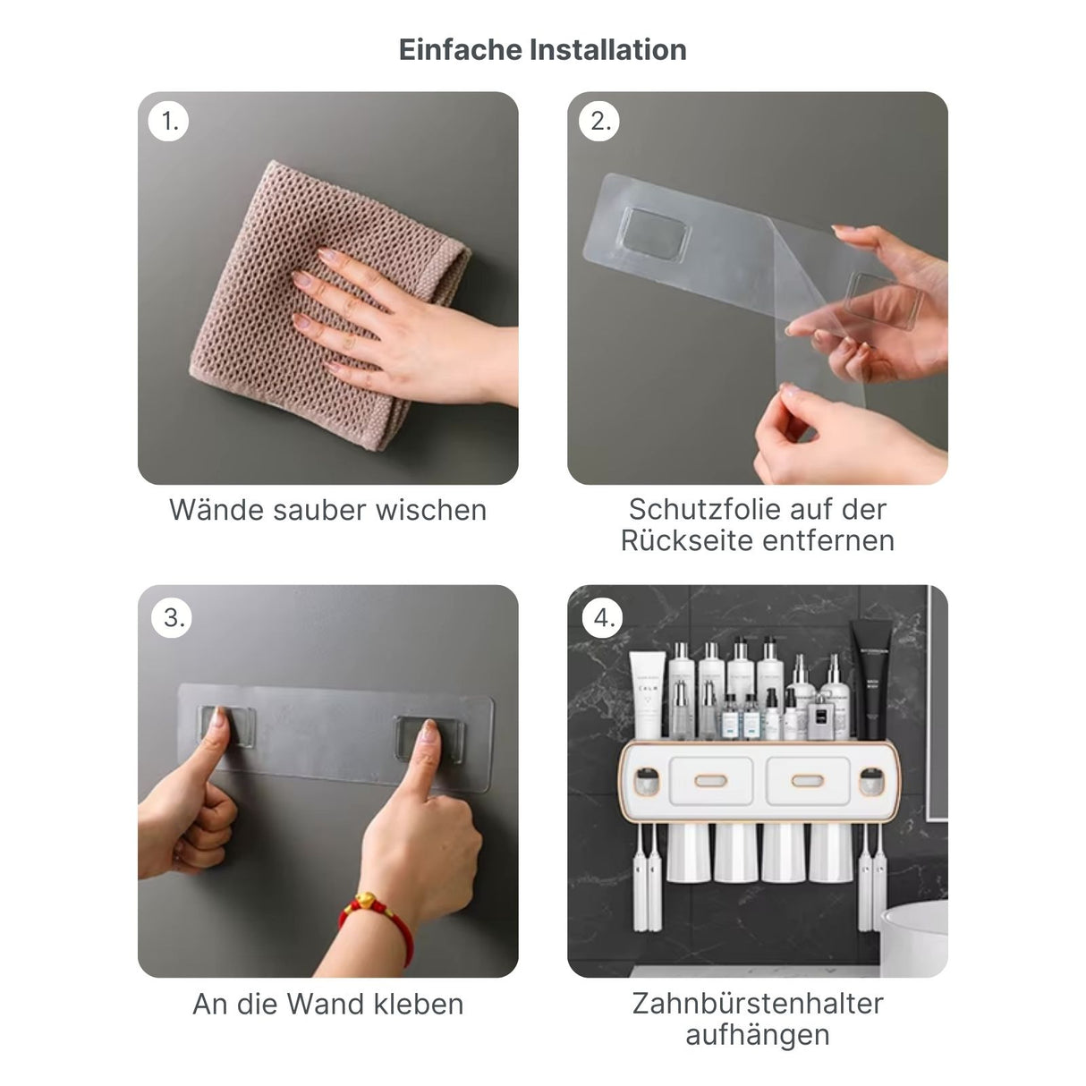 Multifunktionaler Zahnbürstenhalter mit Schublade Zahnpastaspender Set