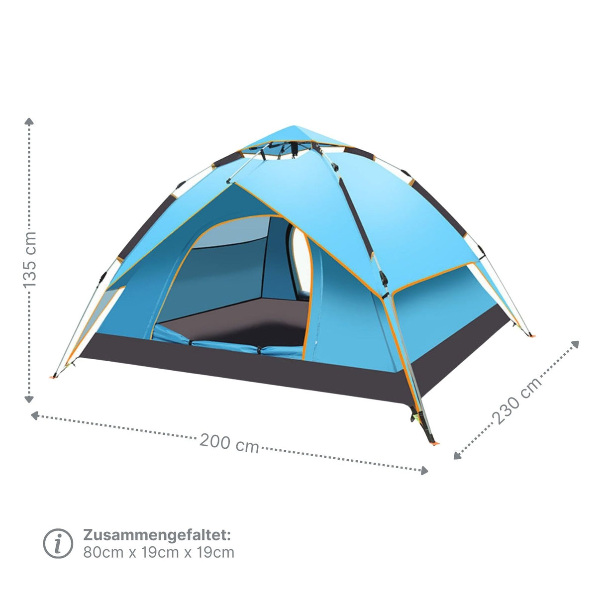 Quick-Up-Zelt für 3-4 Personen Campingzelt Automatikzelt Festivalzelt