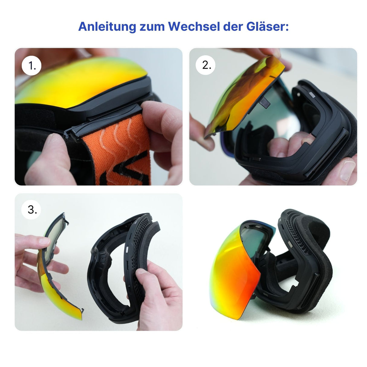 Magnetische Skibrille Snowboardbrille Schutzbrille Wintersportbrille