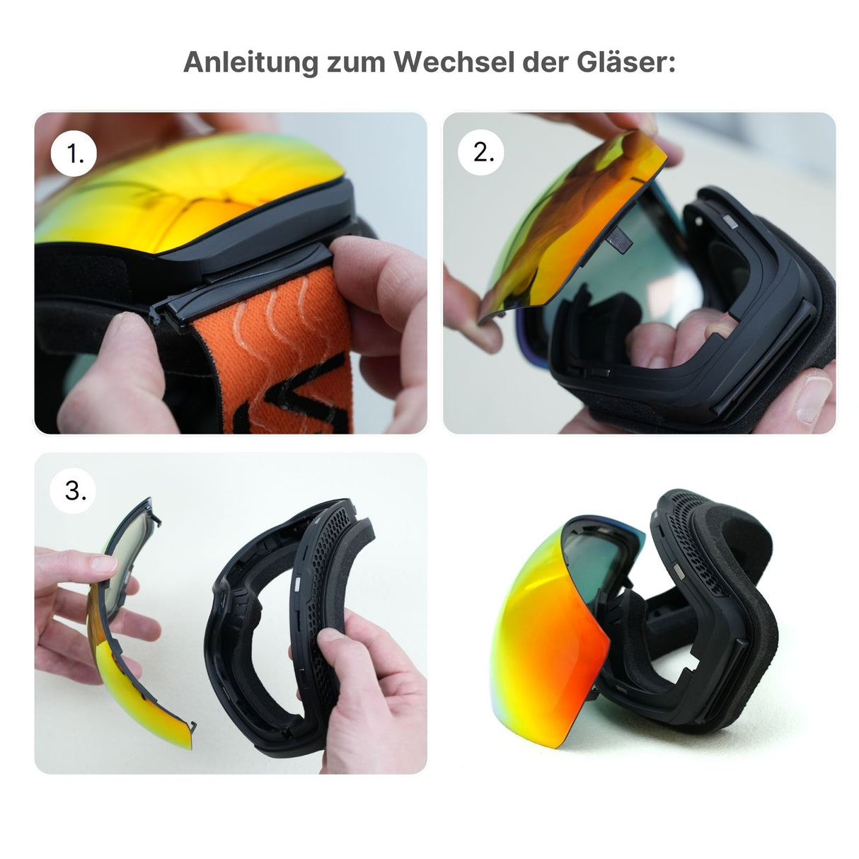 Magnetische Schutzbrille Snowboardbrille Skibrille Wintersportbrille