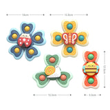 4er-Set Saugnapf-Kreisel Badespielzeug Fidget Spinner Babyspielzeug