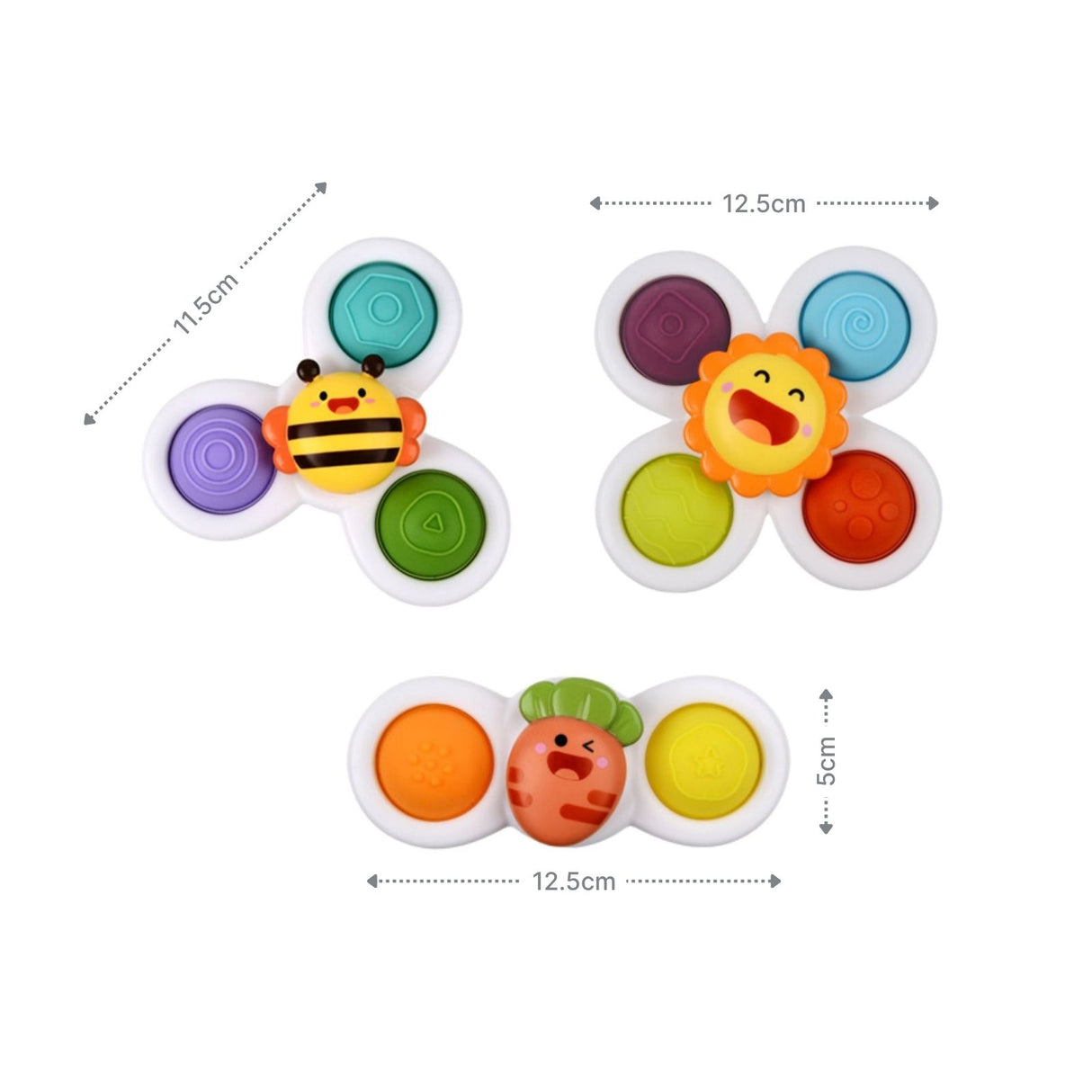 3er-Set Saugnapf-Kreisel Badespielzeug Fidget Spinner Babyspielzeug