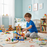 Holz-Parkhaus für Kinder mit Zubehör Spielgarage Parkgarage Spielzeug