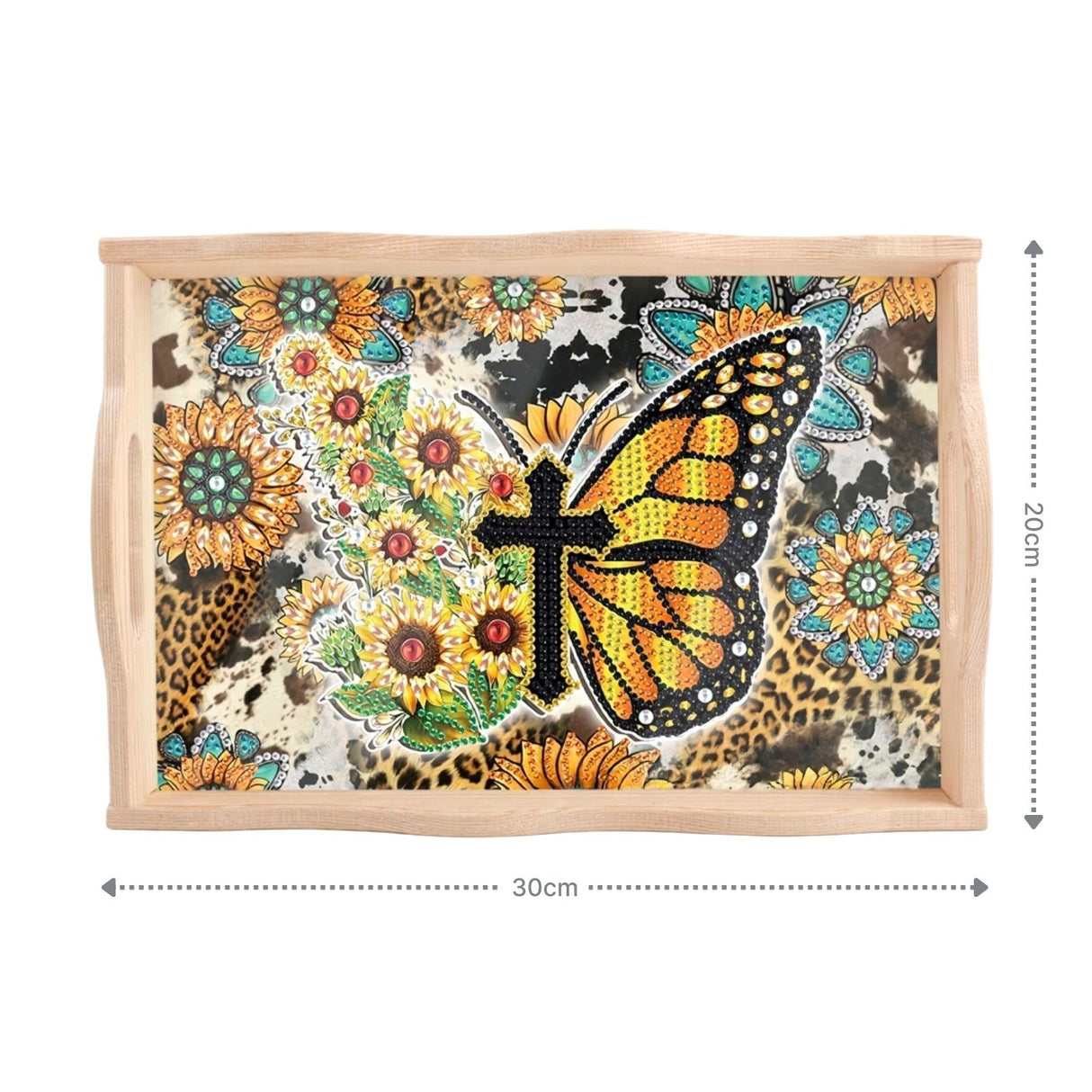 Diamond Painting Serviertablett Schmetterling Servierplatte Holztablett