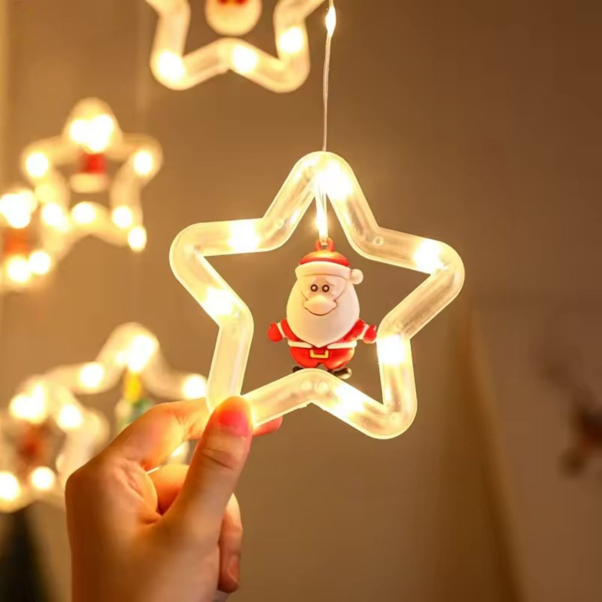 LED Weihnachtslichterkette 3m Sternen-Lichtervorhang Sternlichterkette