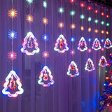 LED Weihnachtslichterkette 3m Lichtvorhang mit Tannenbäumen Leuchtkette