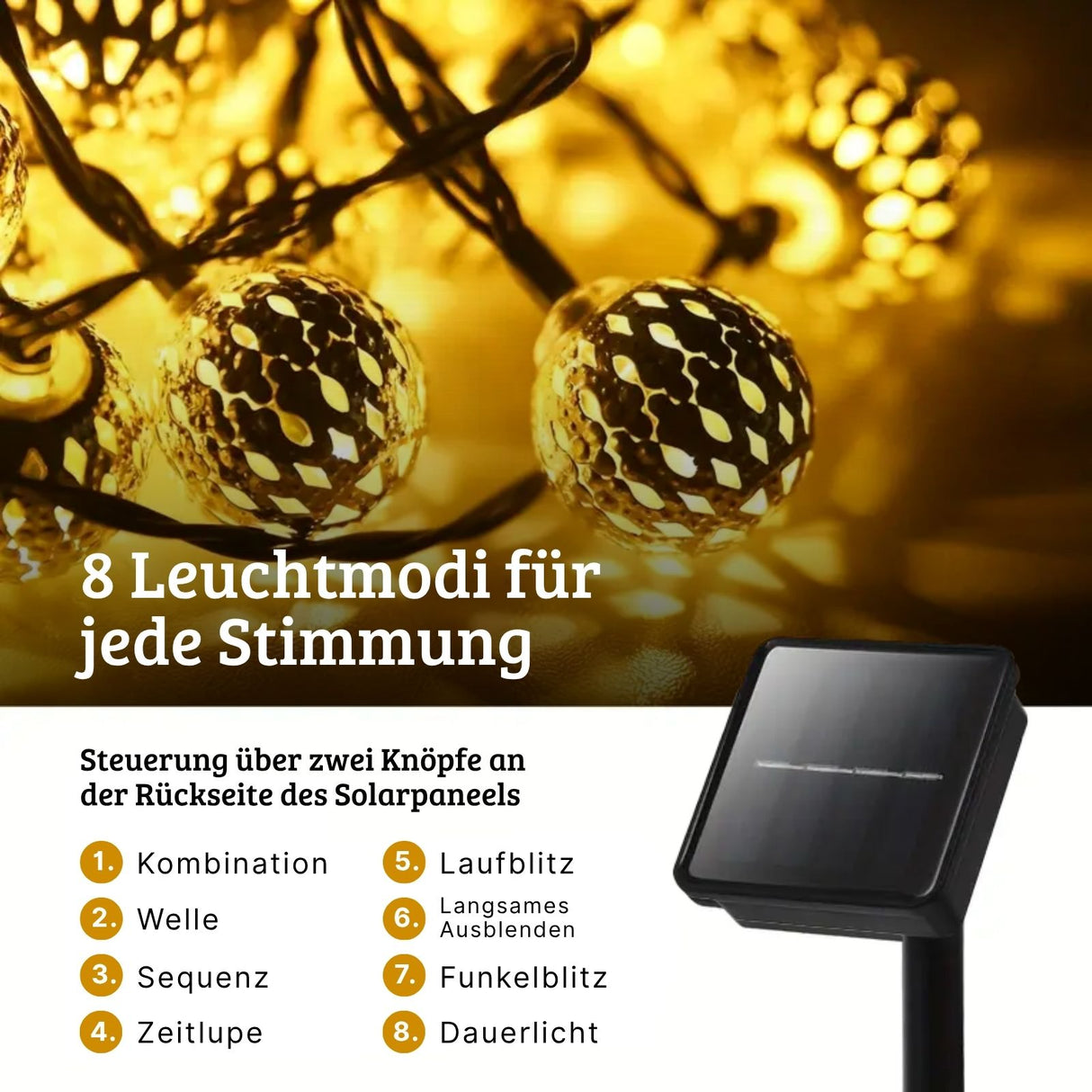 Marokkanische LED Solar Lichterkette 9.3m Orientalische Deko