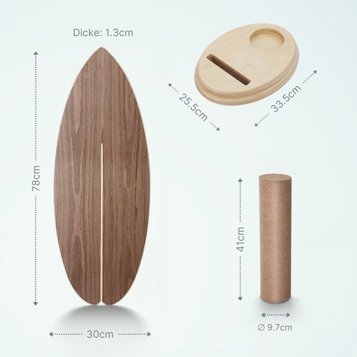 Balance Board mit Rolle Holz-Balancierbrett Balance Trainer Trickboard