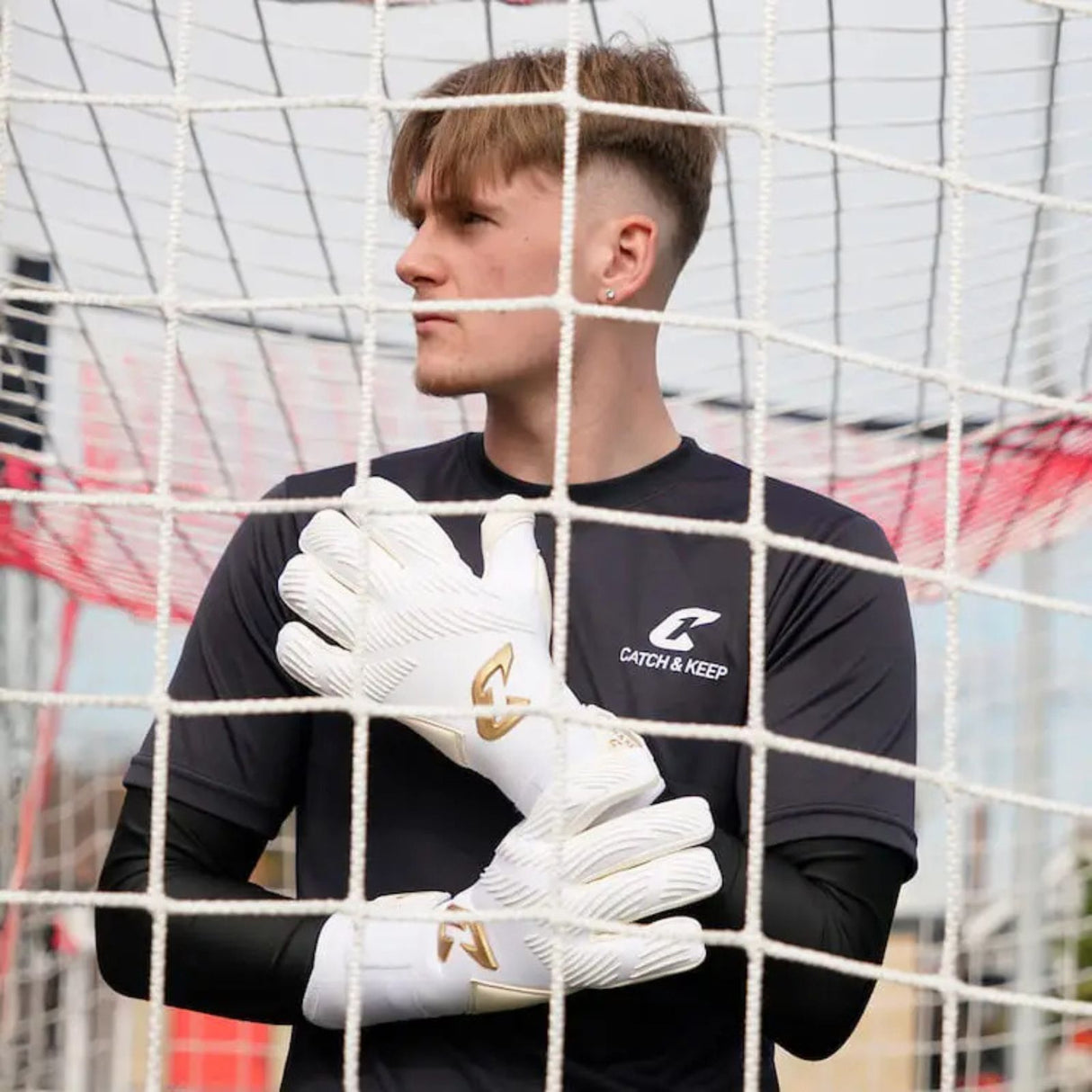 Fussballhandschuhe Invictus White Gold Gr. 9.5 Torwart Goalie Handschuhe