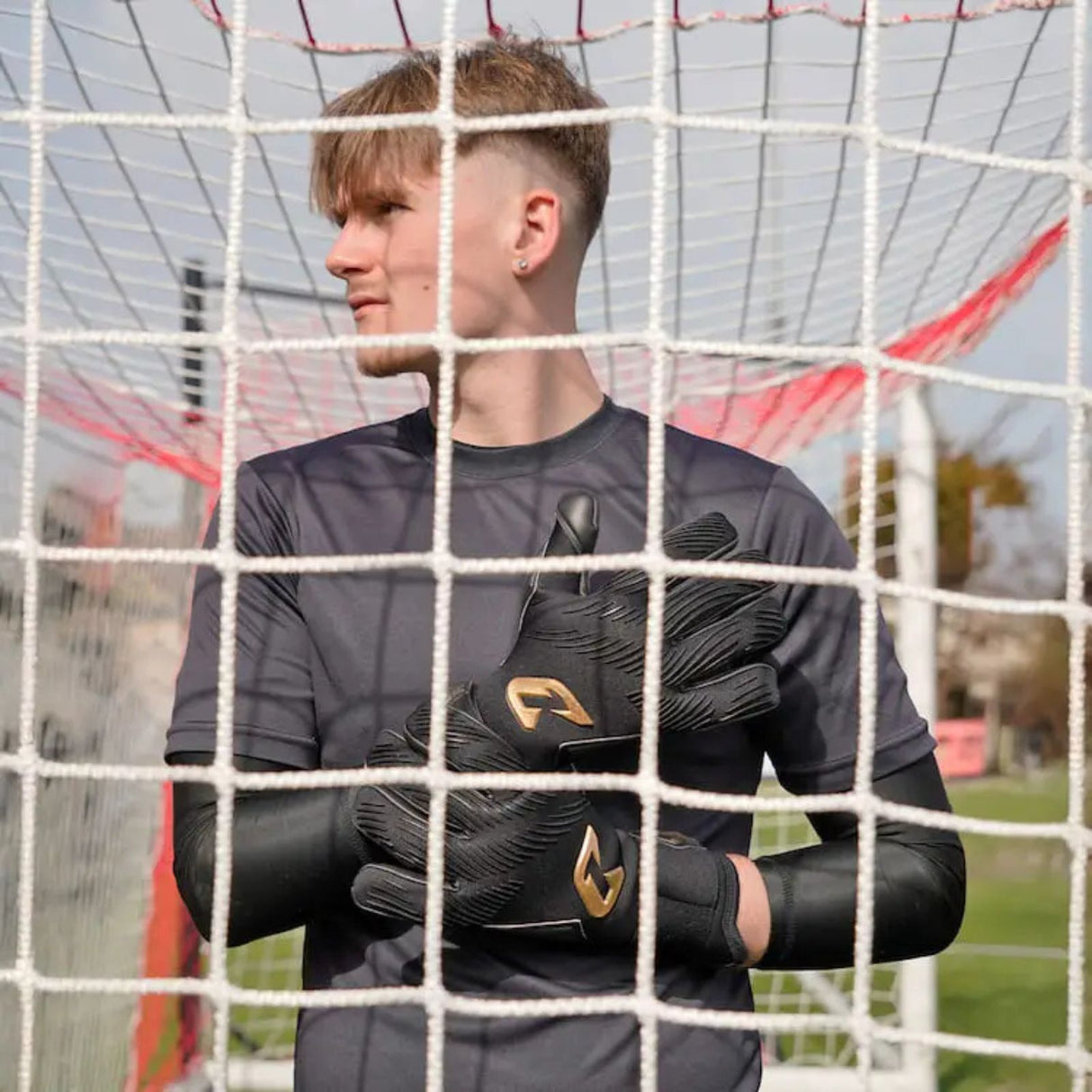 Fussballhandschuhe Invictus Black Gold Gr. 7 Torwart Goalie Handschuhe