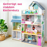 33-tlg. XXL Puppenhaus aus Holz Puppenvilla Spielhaus für Barbies