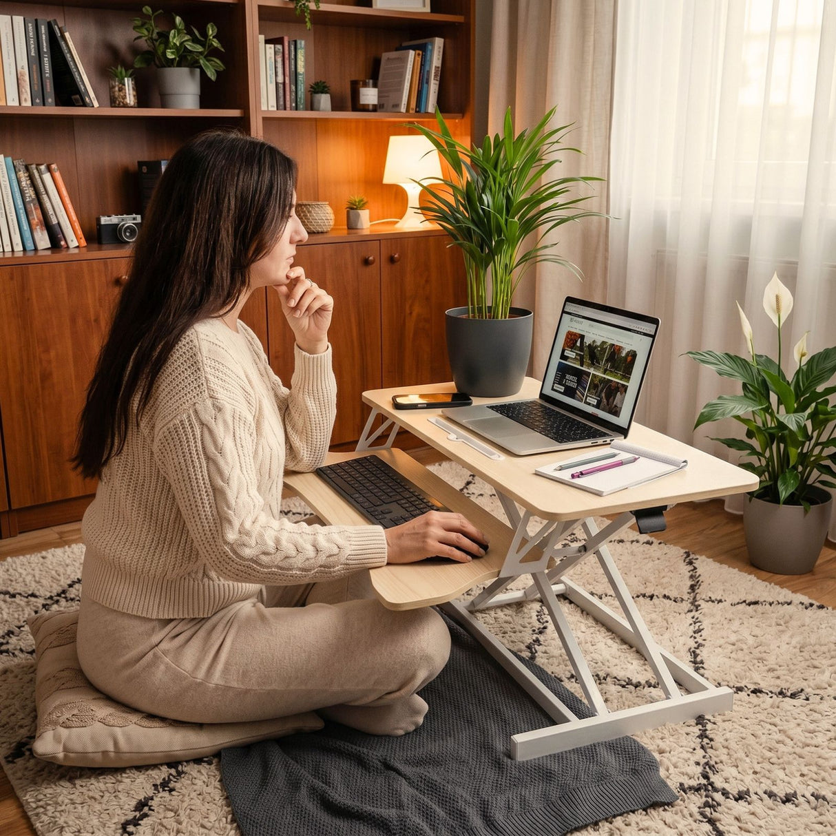 Bürotisch pneumatischer Aufsatz Notebook Schreibtisch Hubtisch Office Desk Arbeitstisch