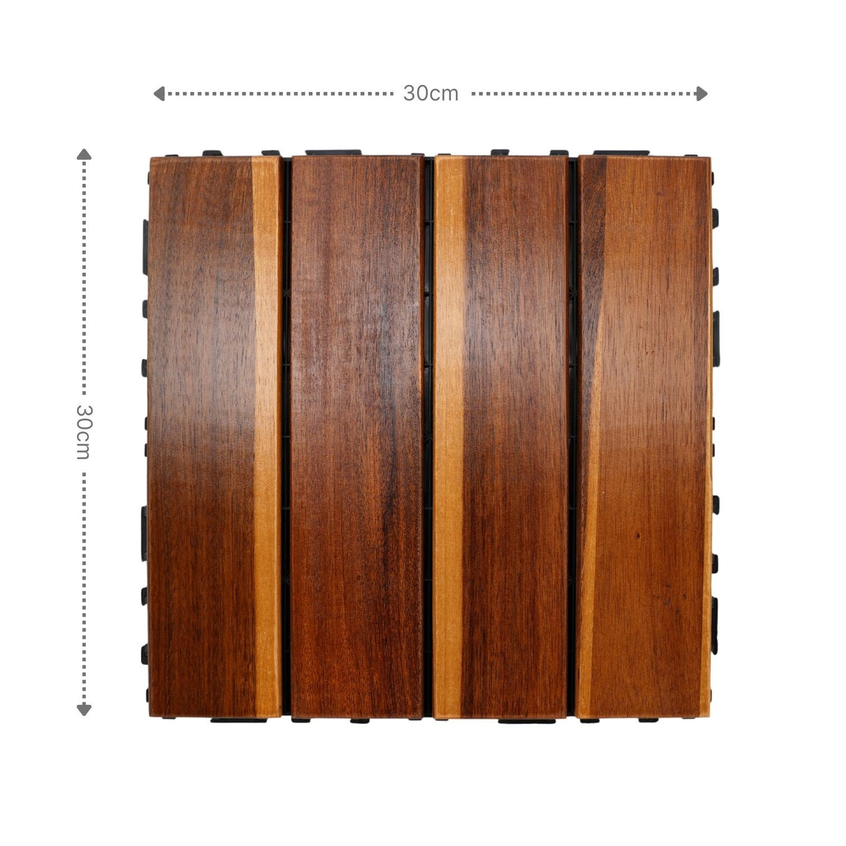 4er-Set Akazienholz-Fliesen Bodenplatten Klickfliesen Holzfliesen