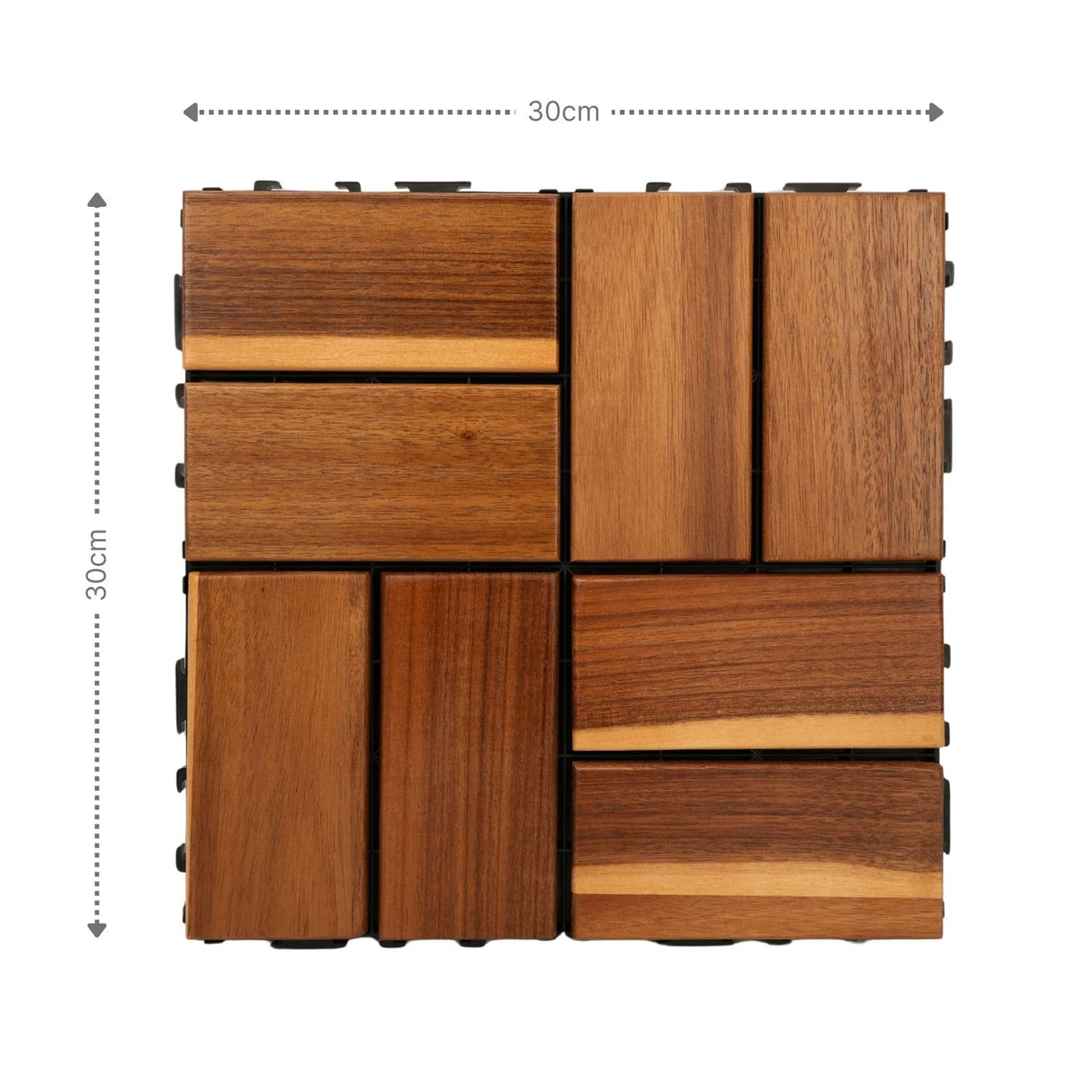 4er-Set Akazienholz-Fliesen Holzfliesen Klickfliesen Bodenplatten