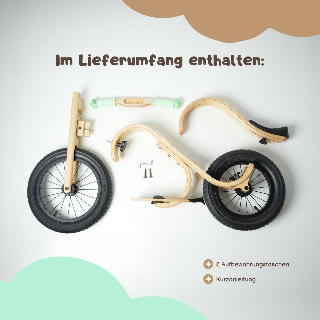 Baby Balance Bike 3 in 1 Lauflernrad Laufrad Kinderfahrrad aus Holz